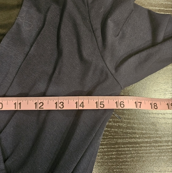 KAY UNGER NAVY BLUE LONG SLEEVE FAUX WRAP DRESS, SZ 2 - Picture 9 of 12